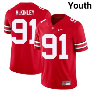 Youth College Football #91 Scarlet Ohio State Player Darryus McKinley Jersey 909089-866