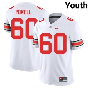 Youth #60 White College Football The Fighting Buckeyes Jaxon Powell Embroidery Jerseys 523156-483