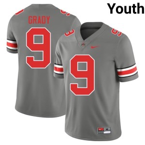Youth Buckeye Nation Grey Replica Zion Grady #9 College Football Jerseys 985135-407