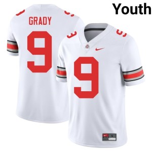 Youth #9 2025 The Buckeyes College Football White Zion Grady Jersey 917030-306